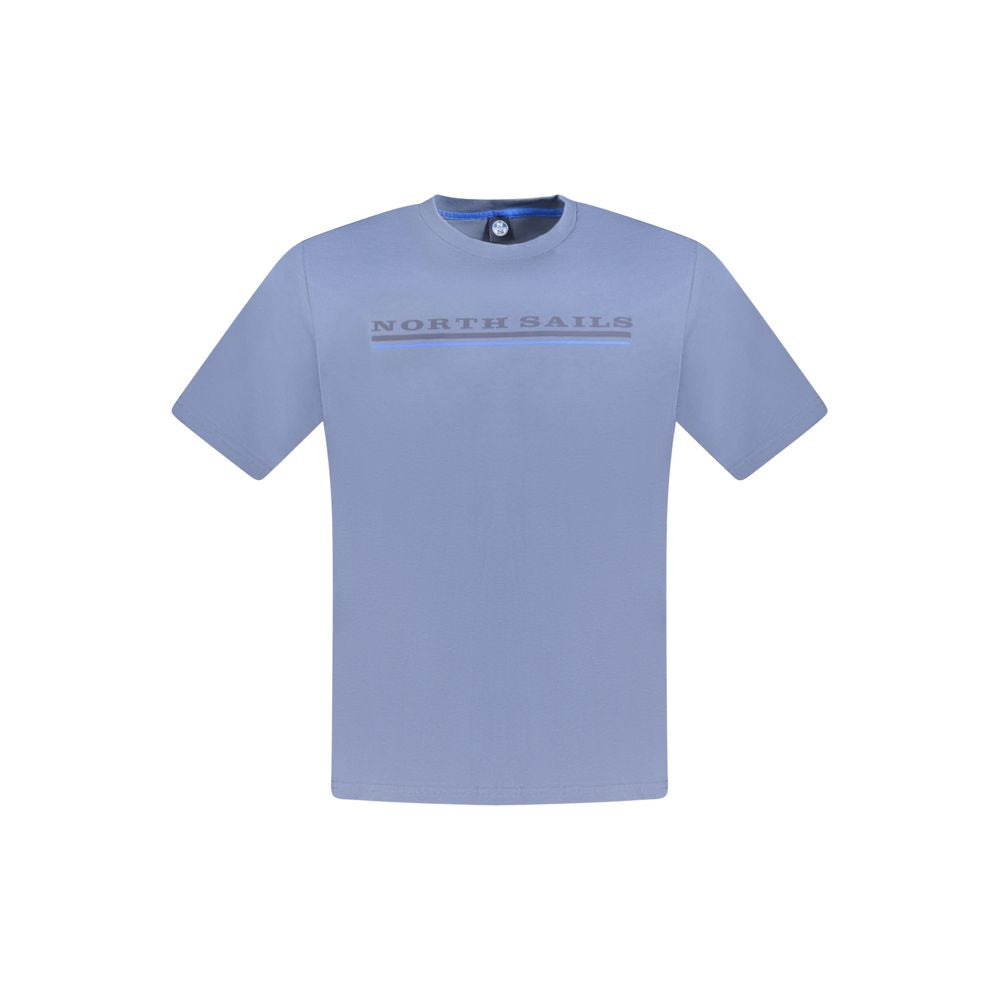 North Sails Blu Cotton Men T-Shirt featuring a classic crew neck and logo on the chest, casual and comfortable for everyday wear.