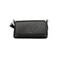 Calvin Klein black polyurethane women's handbag with sleek design and top handle, stylish accessory for everyday use.
