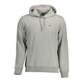 Gray cotton men's hoodie by Napapijri featuring a relaxed fit and casual style, shown on a plain background.