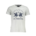 La Martina Grigio cotton men's T-shirt with crew neck and short sleeves, displayed flat on a plain background.