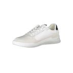 Tommy Hilfiger white leather men's sneaker with sleek design and lace-up closure, featuring brand logo on the side.