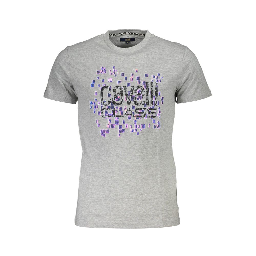 Brown cotton men's T-shirt from Cavalli Class with a classic design, featuring a comfortable fit and minimal branding.
