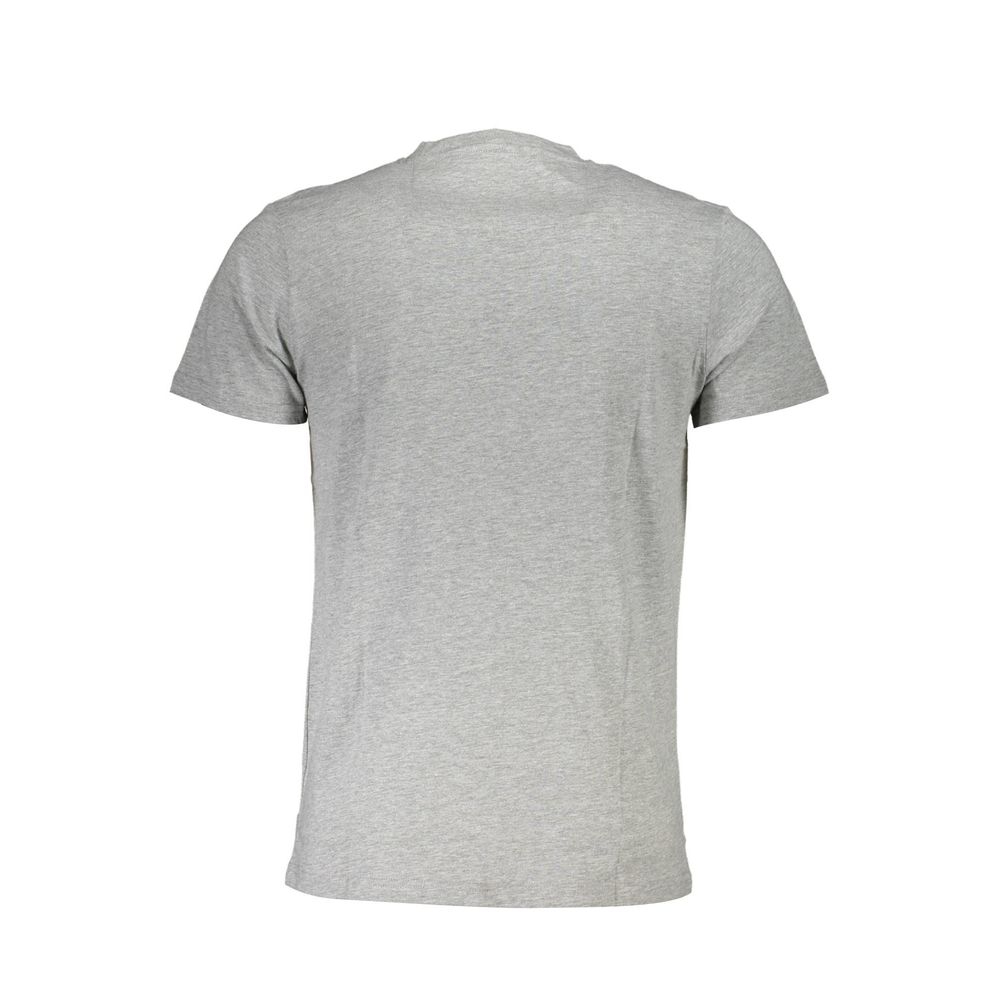 Cavalli Class brown cotton men's T-shirt with round neckline and short sleeves, casual fashion top.