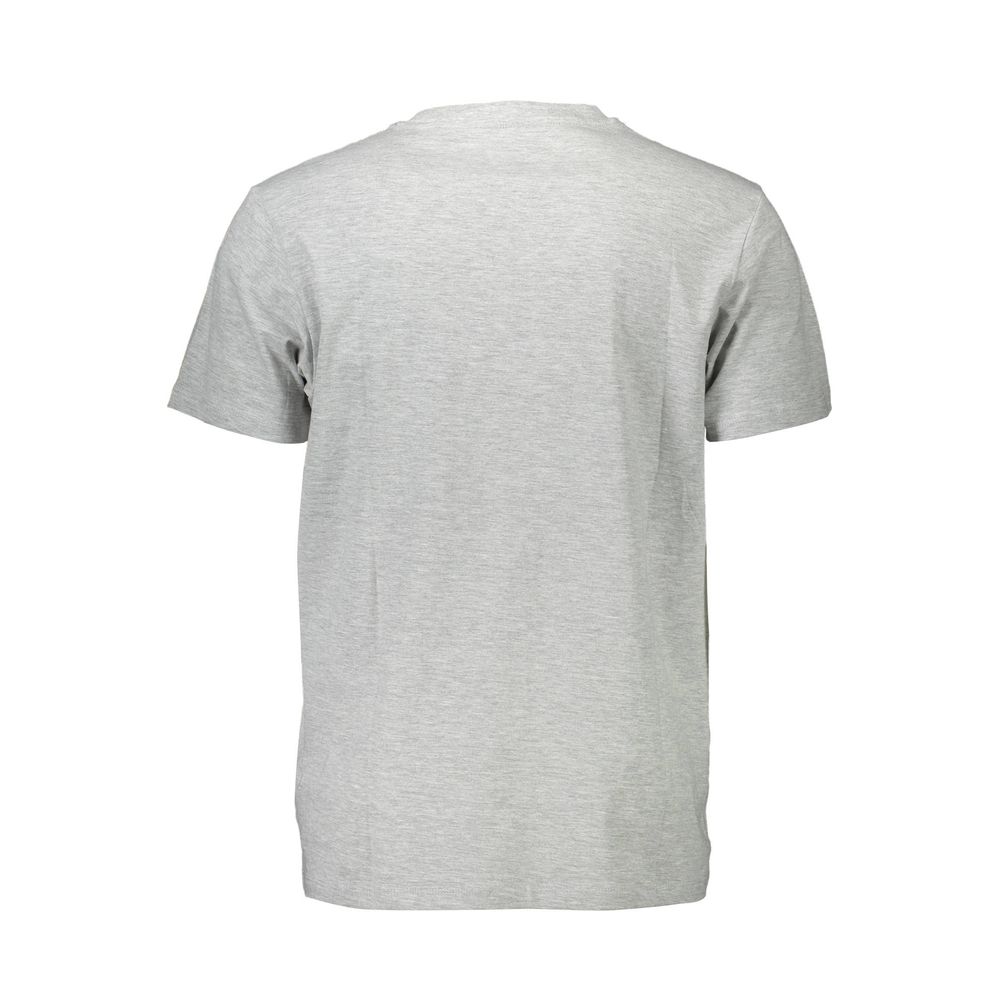 Gray cotton Guess Jeans men's T-shirt with crew neck and short sleeves, casual and comfortable for everyday wear.