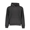 Calvin Klein black cotton men's hooded sweatshirt with front pocket and ribbed cuffs, casual and comfortable for everyday wear