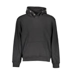 Calvin Klein black cotton men's hooded sweatshirt with front pocket and ribbed cuffs, casual and comfortable for everyday wear