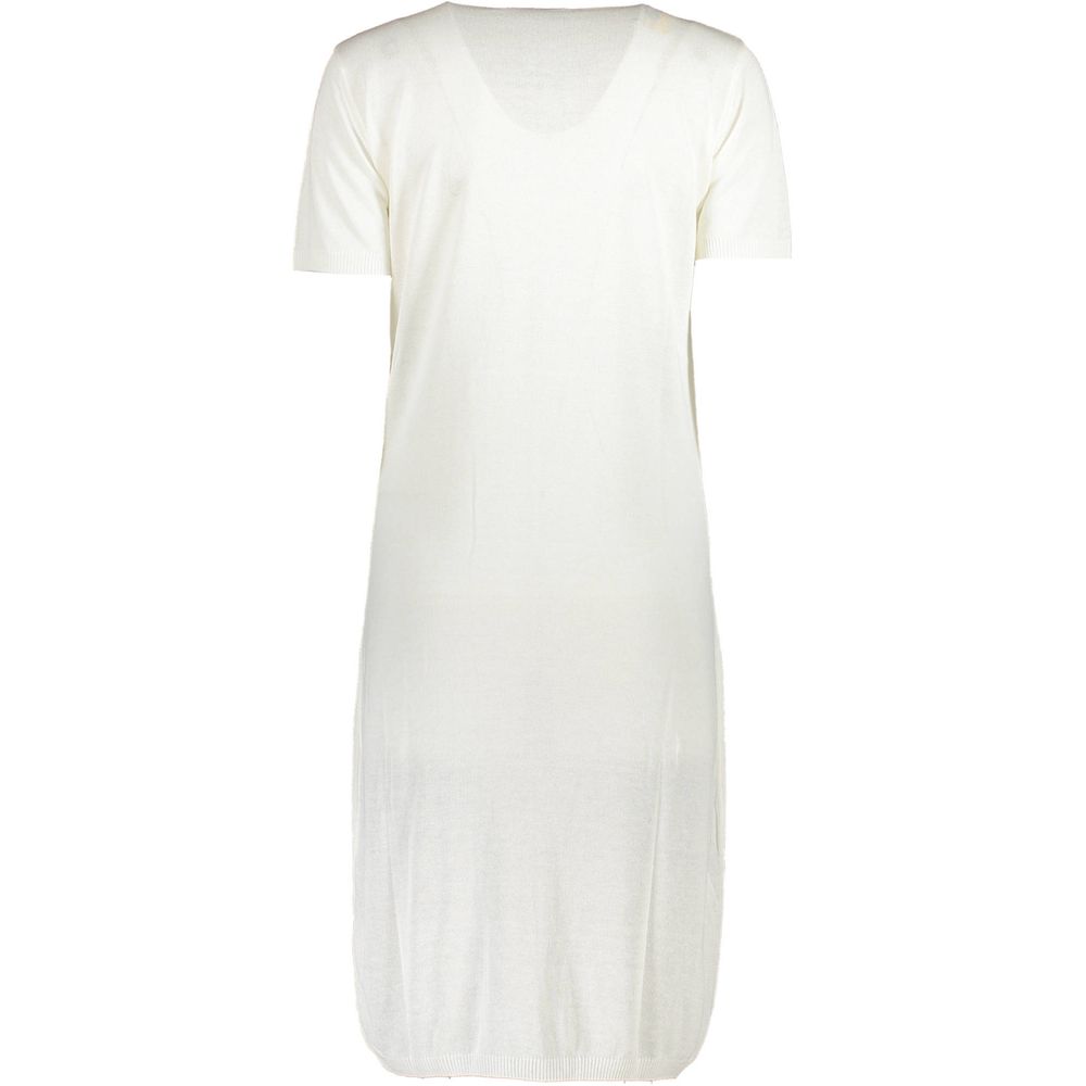 Cavalli Class Bianco Viscosa women's dress featuring a flowing design and elegant Viscosa fabric.