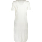 Cavalli Class Bianco Viscosa women's dress featuring a flowing design and elegant Viscosa fabric.