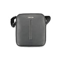 Calvin Klein black polyester men's shoulder bag with adjustable strap and minimal branding, suitable for casual and professional use.