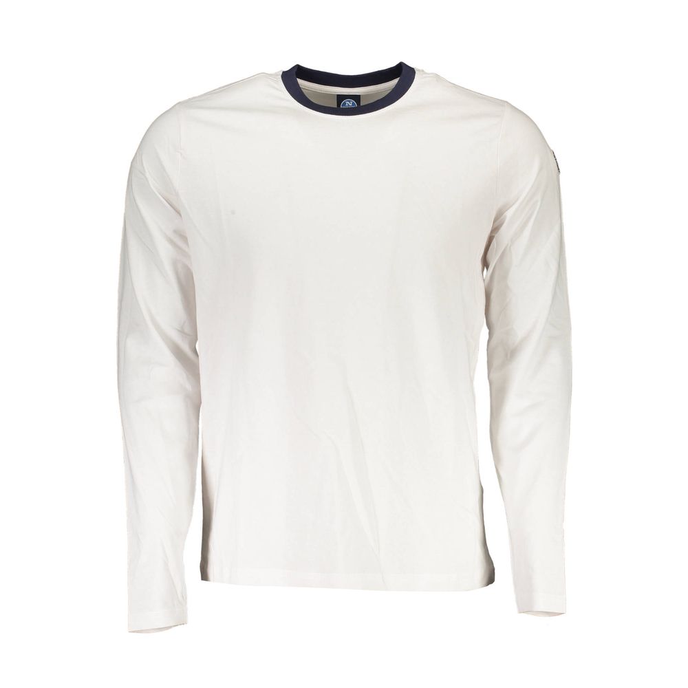 White North Sails cotton men's T-shirt with crew neckline and short sleeves, displayed flat on a plain background.