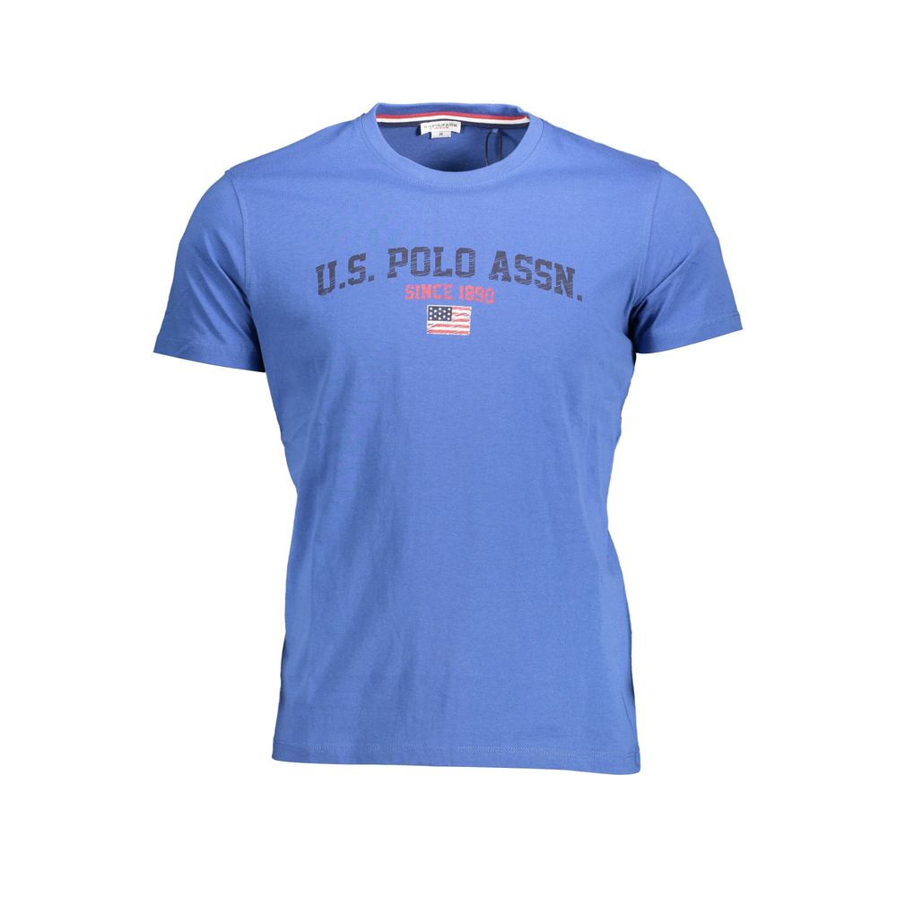 U.S. POLO ASSN. men's blue cotton T-shirt with logo on chest, casual short-sleeve shirt for everyday wear.