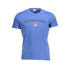 U.S. POLO ASSN. men's blue cotton T-shirt with logo on chest, casual short-sleeve shirt for everyday wear.