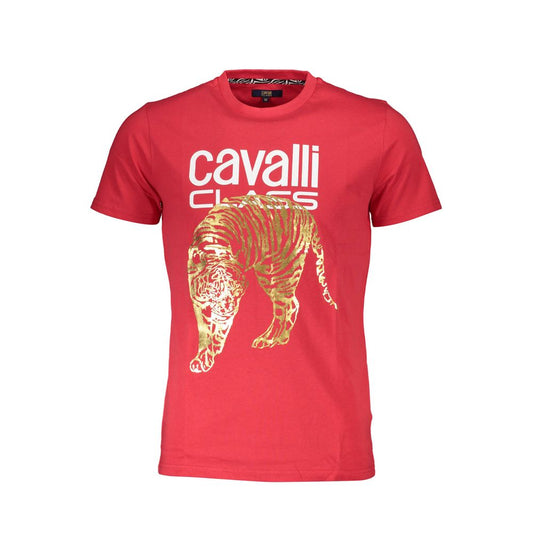 Cavalli Class Red Cotton Men T-Shirt Cavalli Class