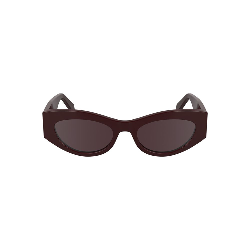 Calvin Klein Rosso acetate women's sunglasses with rounded frames and dark tinted lenses.