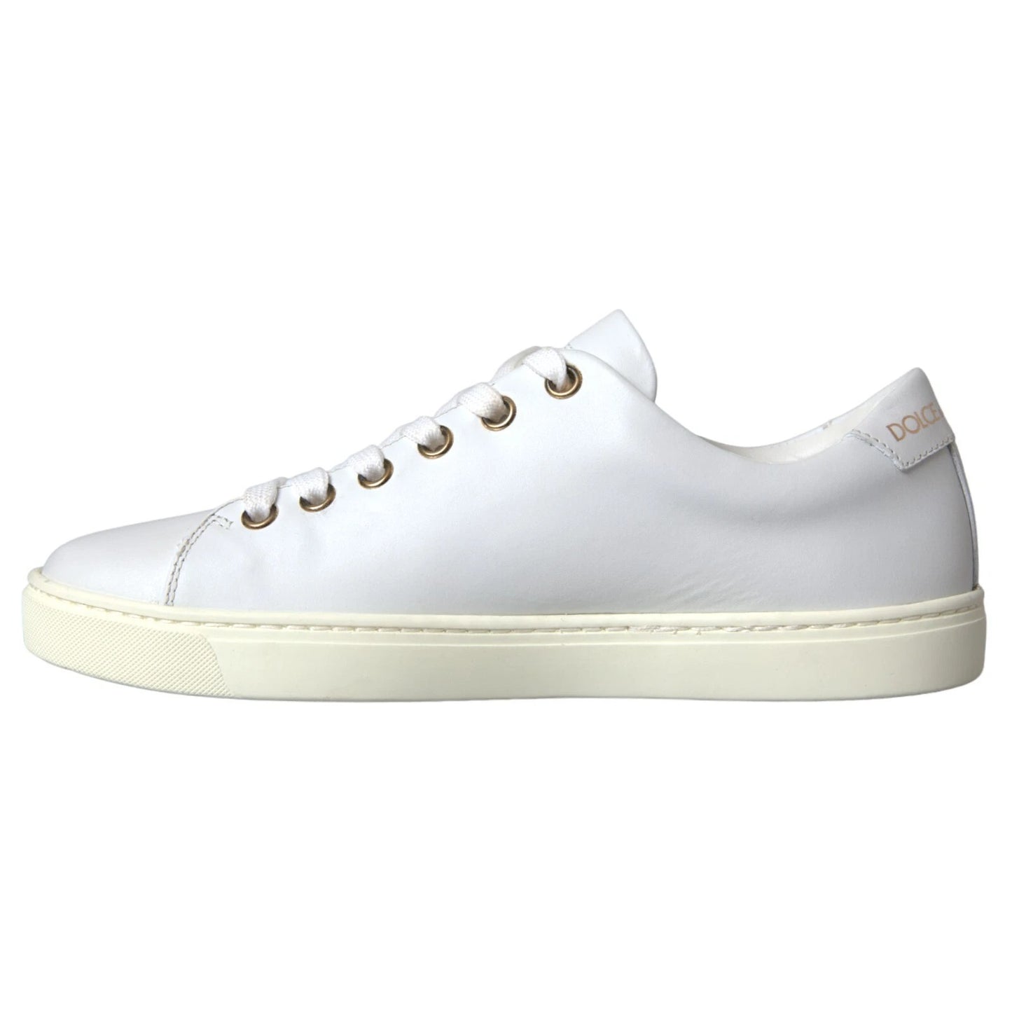 Dolce & Gabbana White Leather Gold Red Heart Sneakers Shoes Dolce & Gabbana