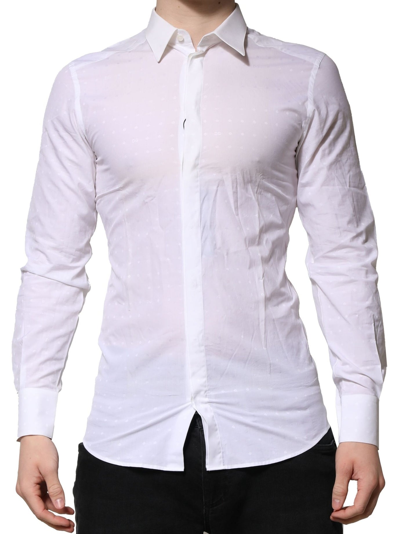 Dolce & Gabbana White Cotton GOLD Long Sleeves Formal Shirt Dolce & Gabbana