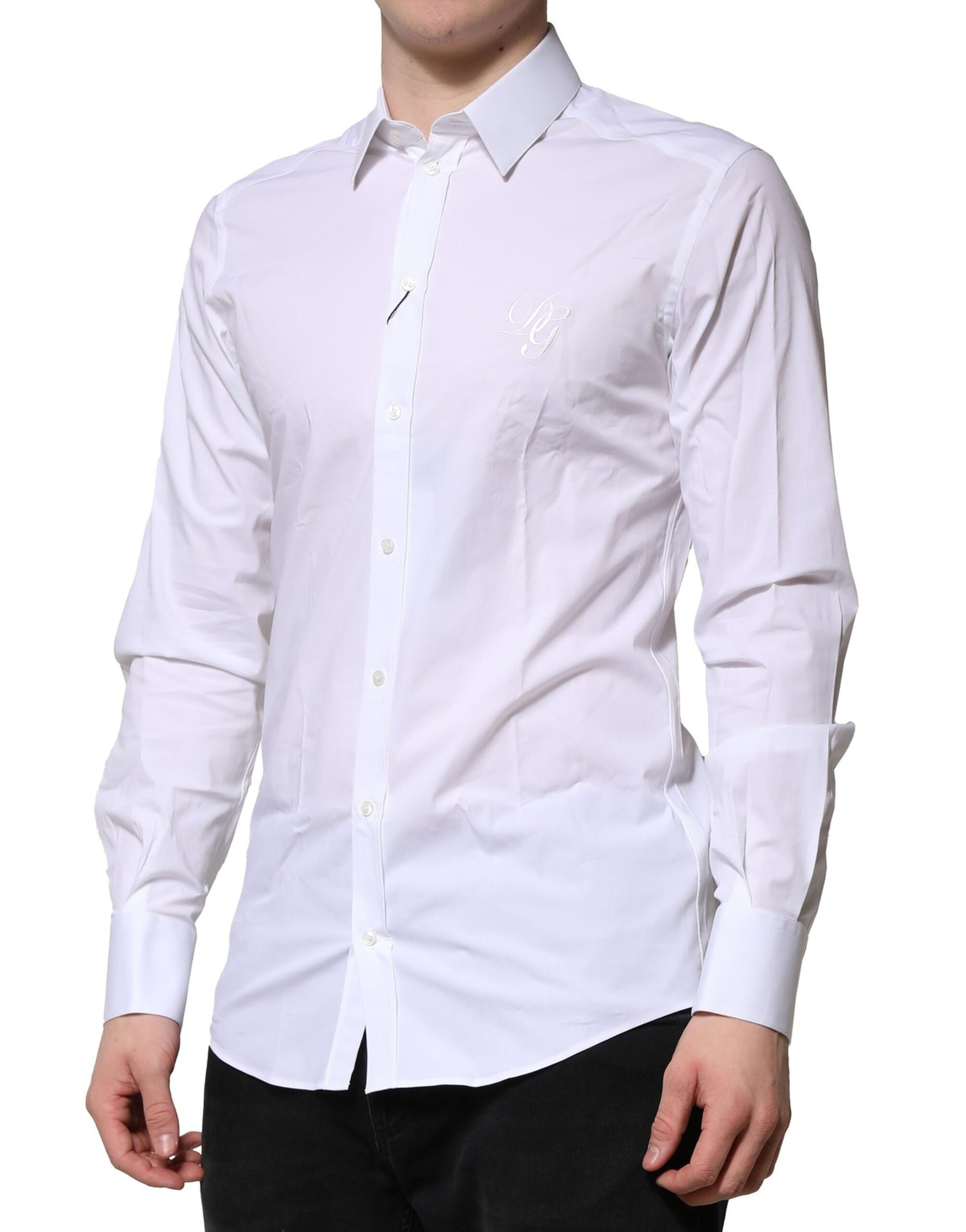 Dolce & Gabbana White Cotton GOLD Long Sleeves Formal Shirt Dolce & Gabbana