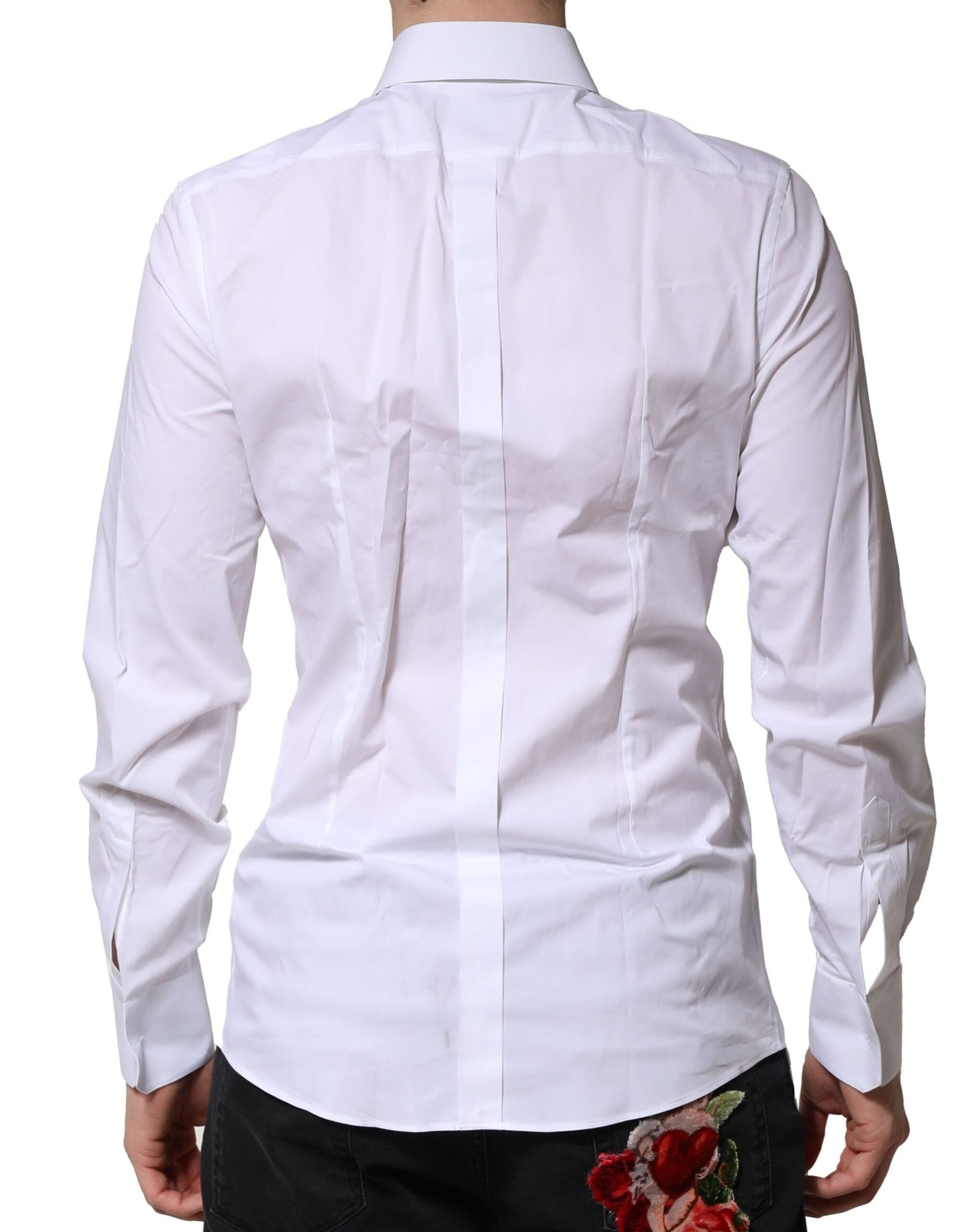 Dolce & Gabbana White Cotton GOLD Long Sleeves Formal Shirt Dolce & Gabbana