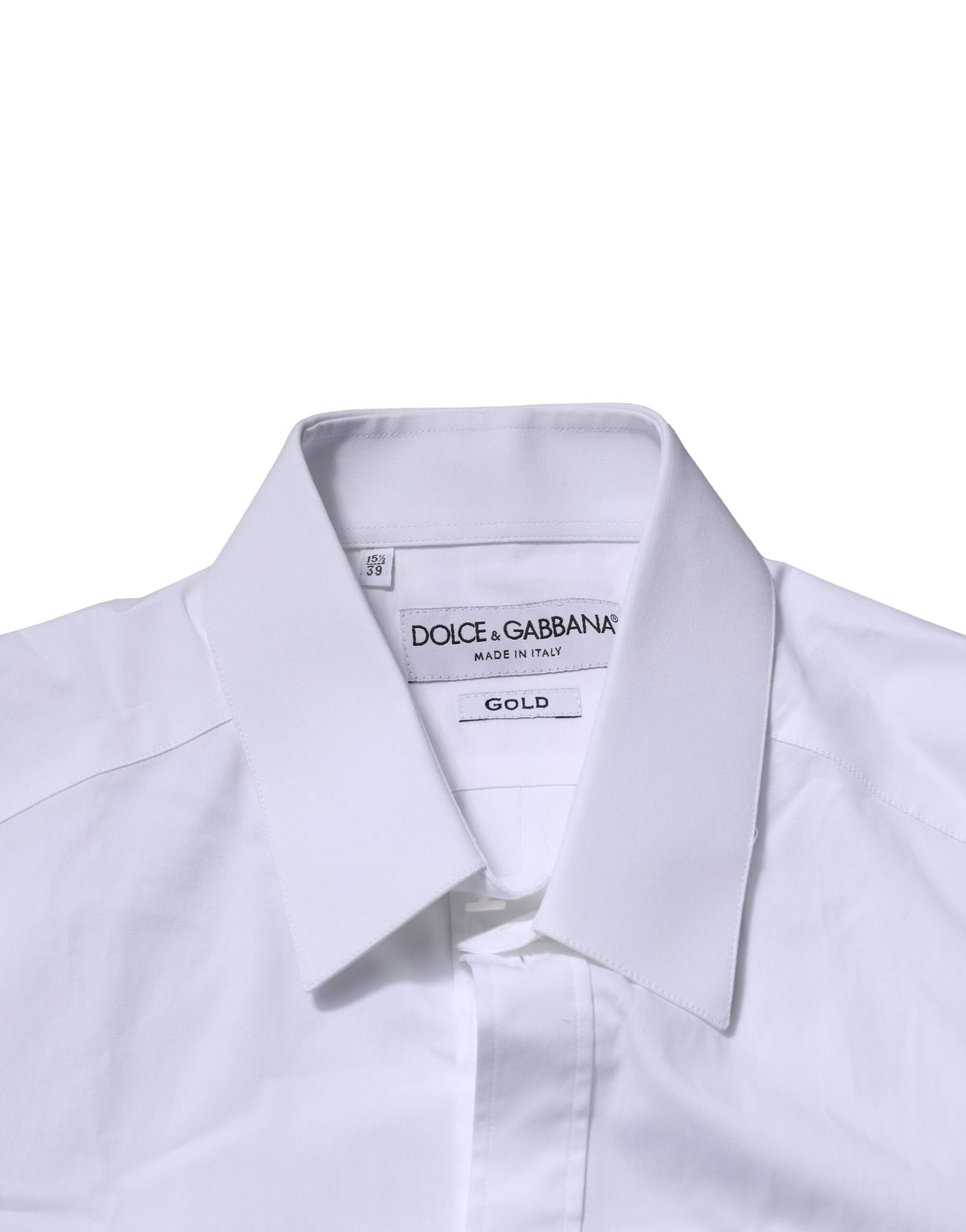 Dolce & Gabbana White Cotton GOLD Long Sleeves Formal Shirt Dolce & Gabbana