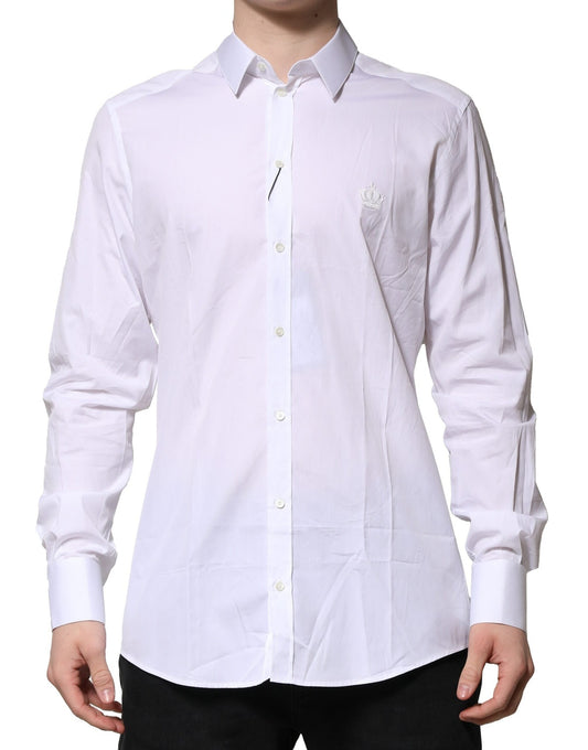 Dolce & Gabbana White Cotton GOLD Long Sleeves Formal Shirt Dolce & Gabbana