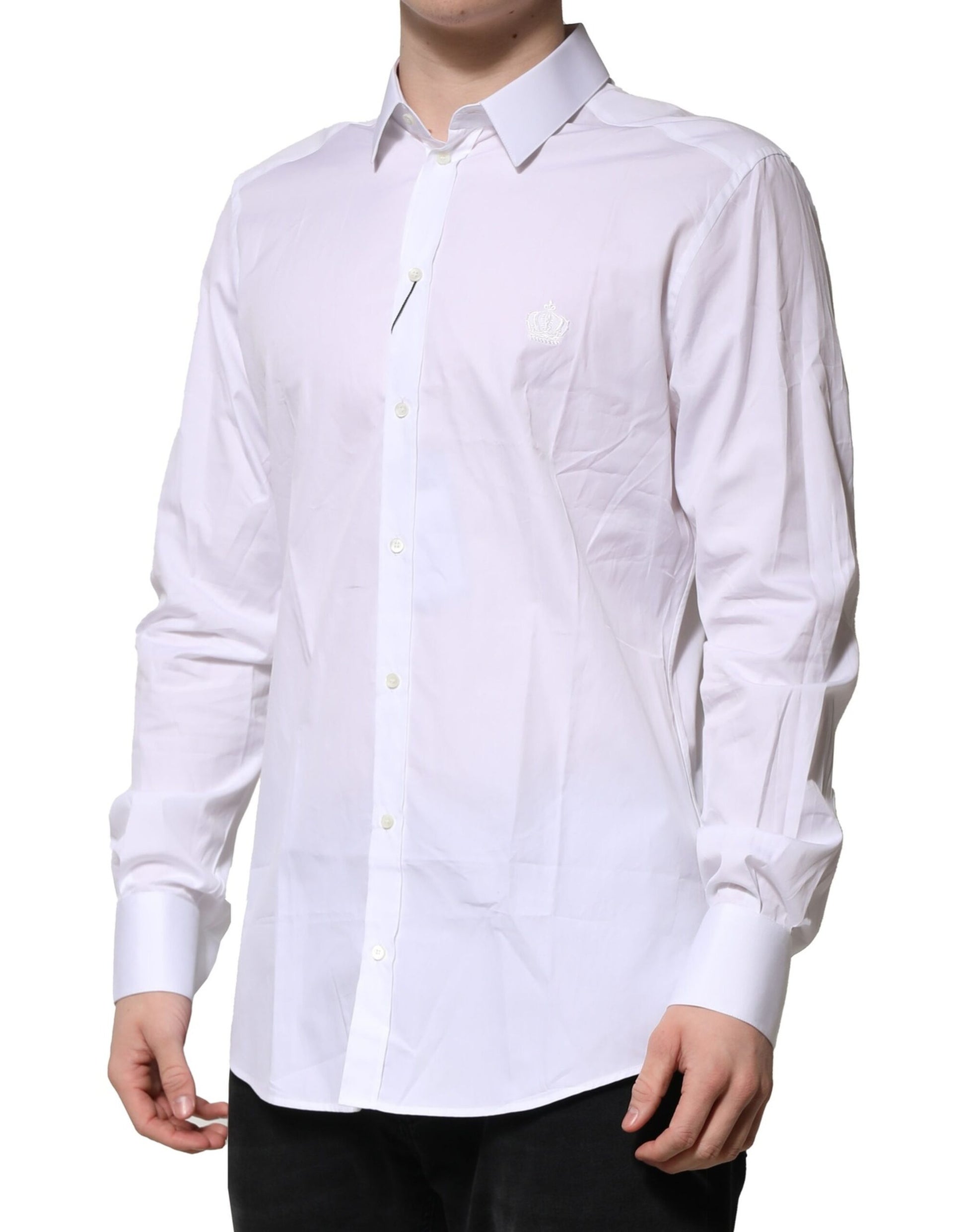 Dolce & Gabbana White Cotton GOLD Long Sleeves Formal Shirt Dolce & Gabbana