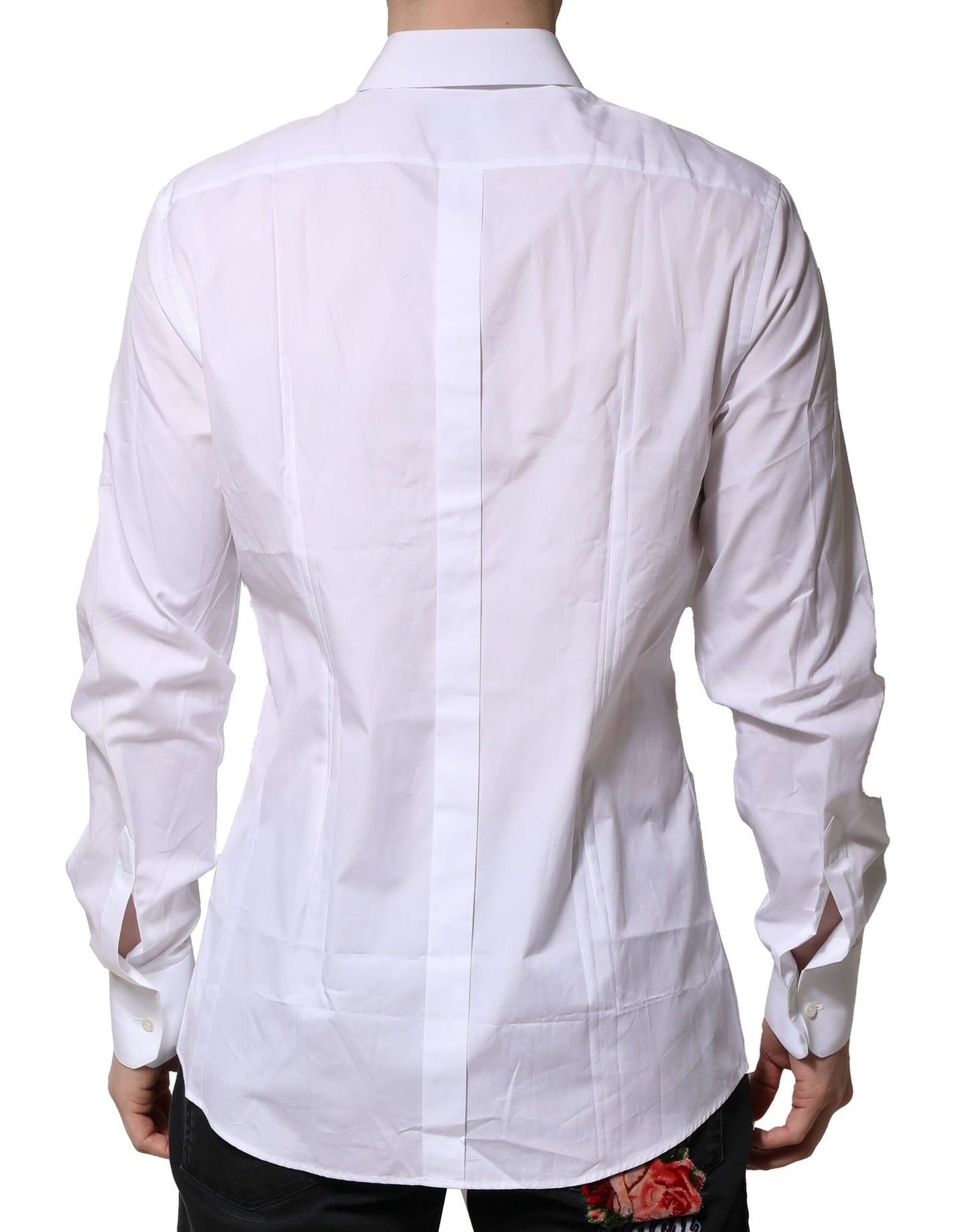 Dolce & Gabbana White Cotton GOLD Long Sleeves Formal Shirt Dolce & Gabbana