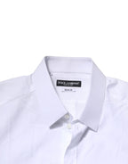 Dolce & Gabbana White Cotton GOLD Long Sleeves Formal Shirt Dolce & Gabbana