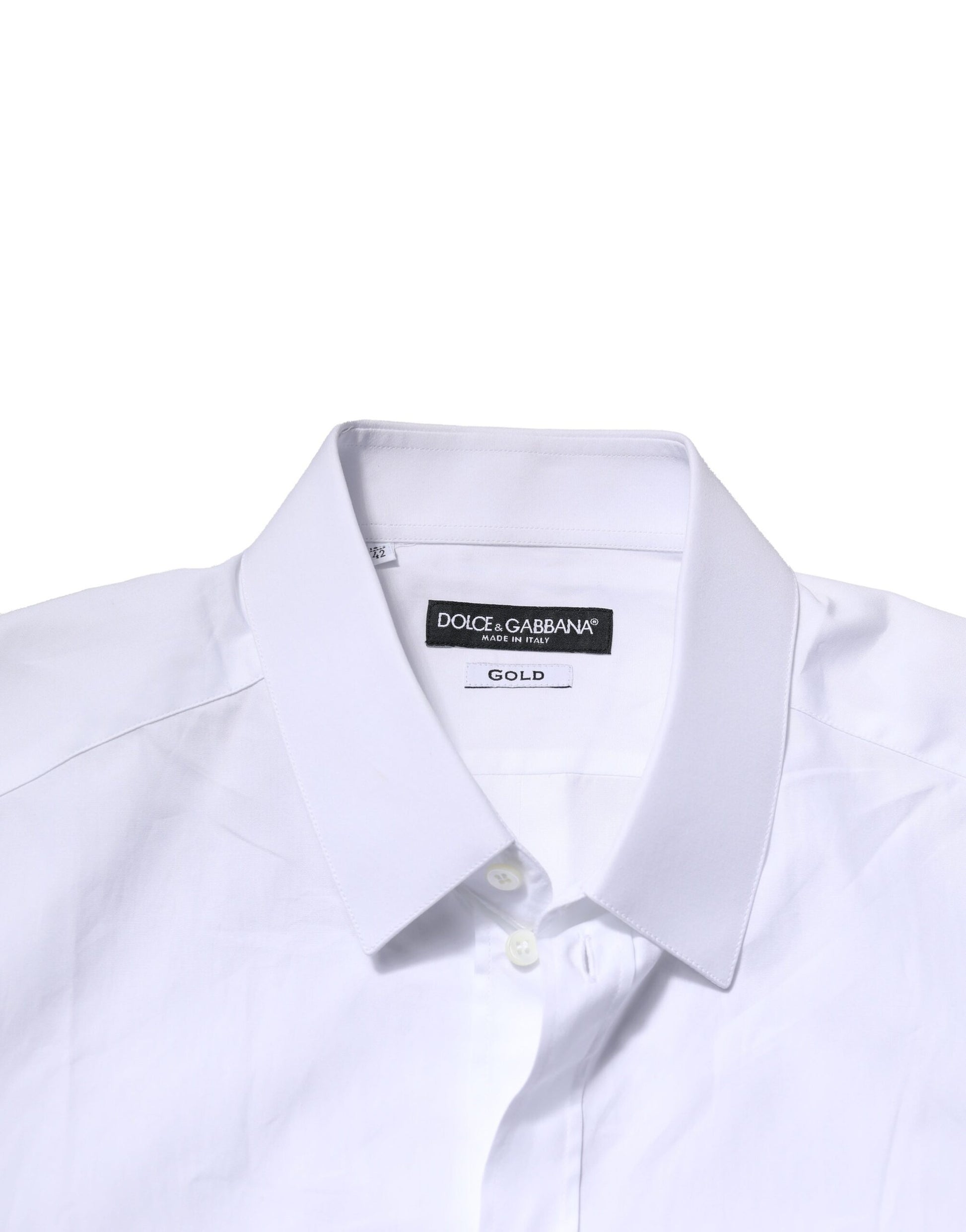 Dolce & Gabbana White Cotton GOLD Long Sleeves Formal Shirt Dolce & Gabbana