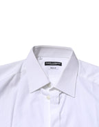 Dolce & Gabbana White Cotton Long Sleeves GOLD Formal Shirt