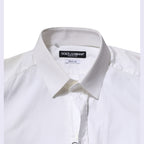 Dolce & Gabbana White Cotton GOLD Long Sleeves Formal Shirt