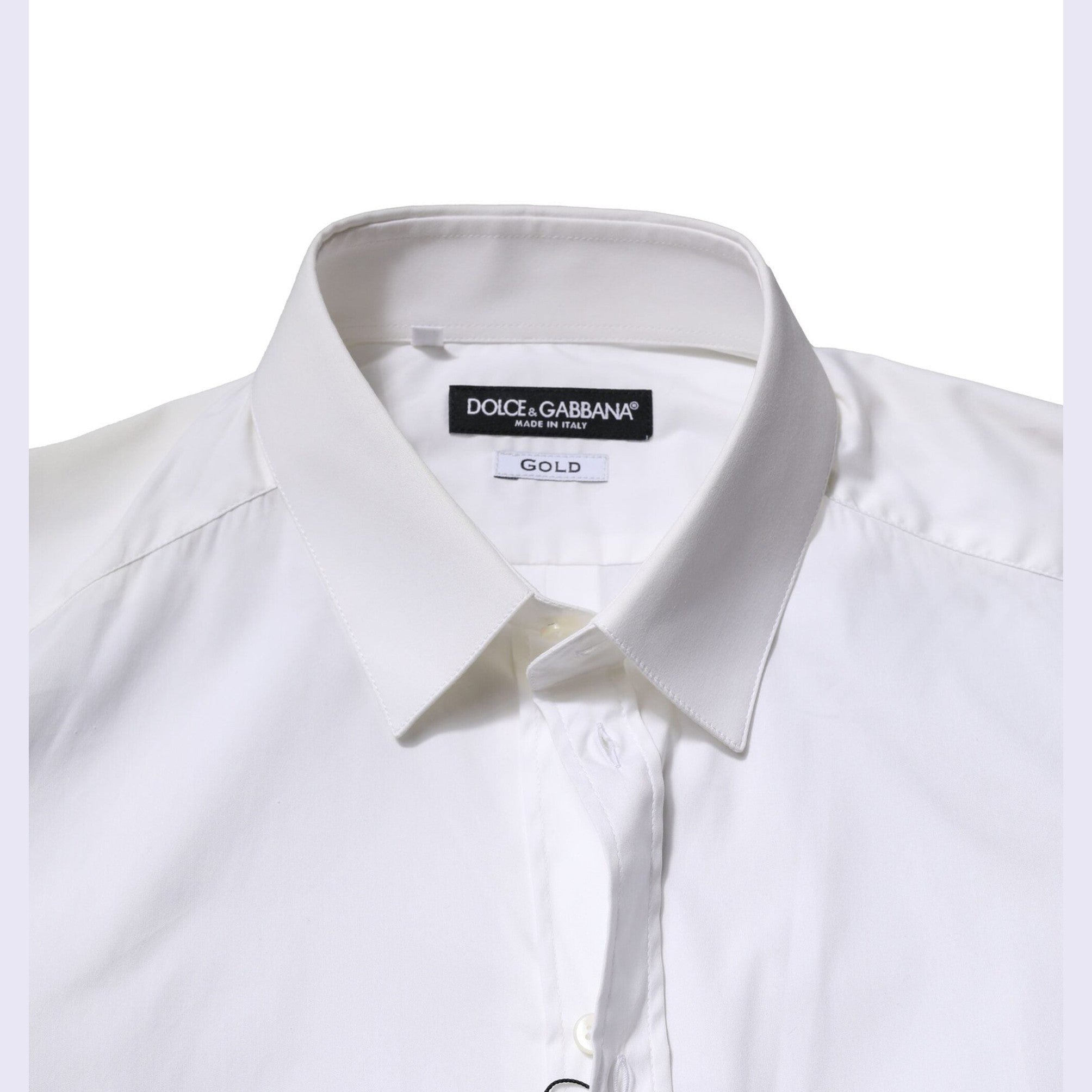 Dolce & Gabbana White Cotton GOLD Long Sleeves Formal Shirt