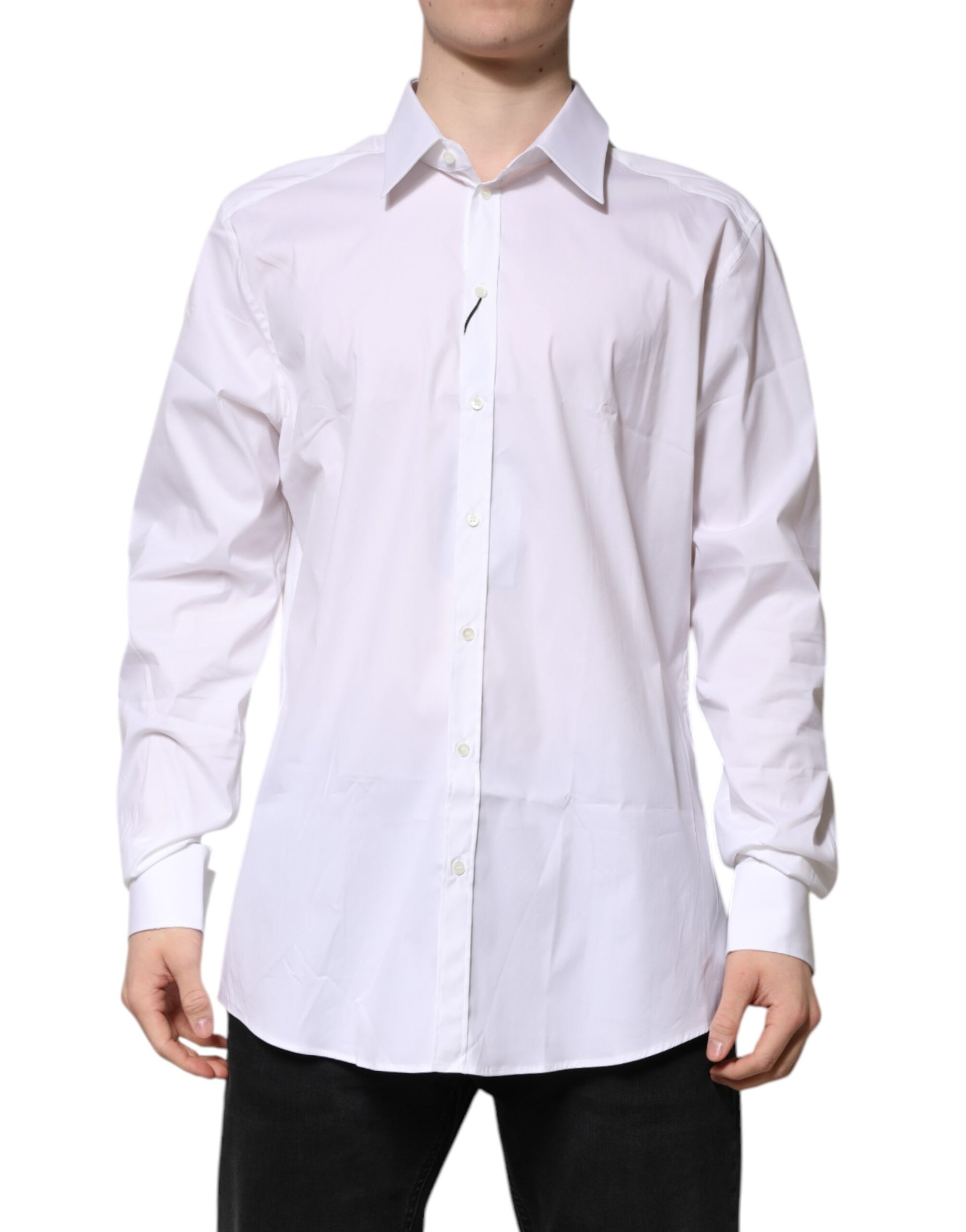 Dolce & Gabbana White Cotton GOLD Long Sleeves Formal Shirt Dolce & Gabbana