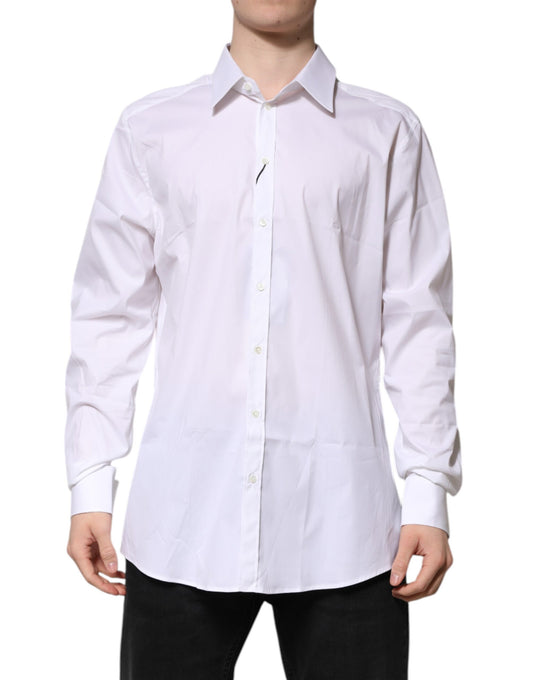 Dolce & Gabbana White Cotton GOLD Long Sleeves Formal Shirt Dolce & Gabbana