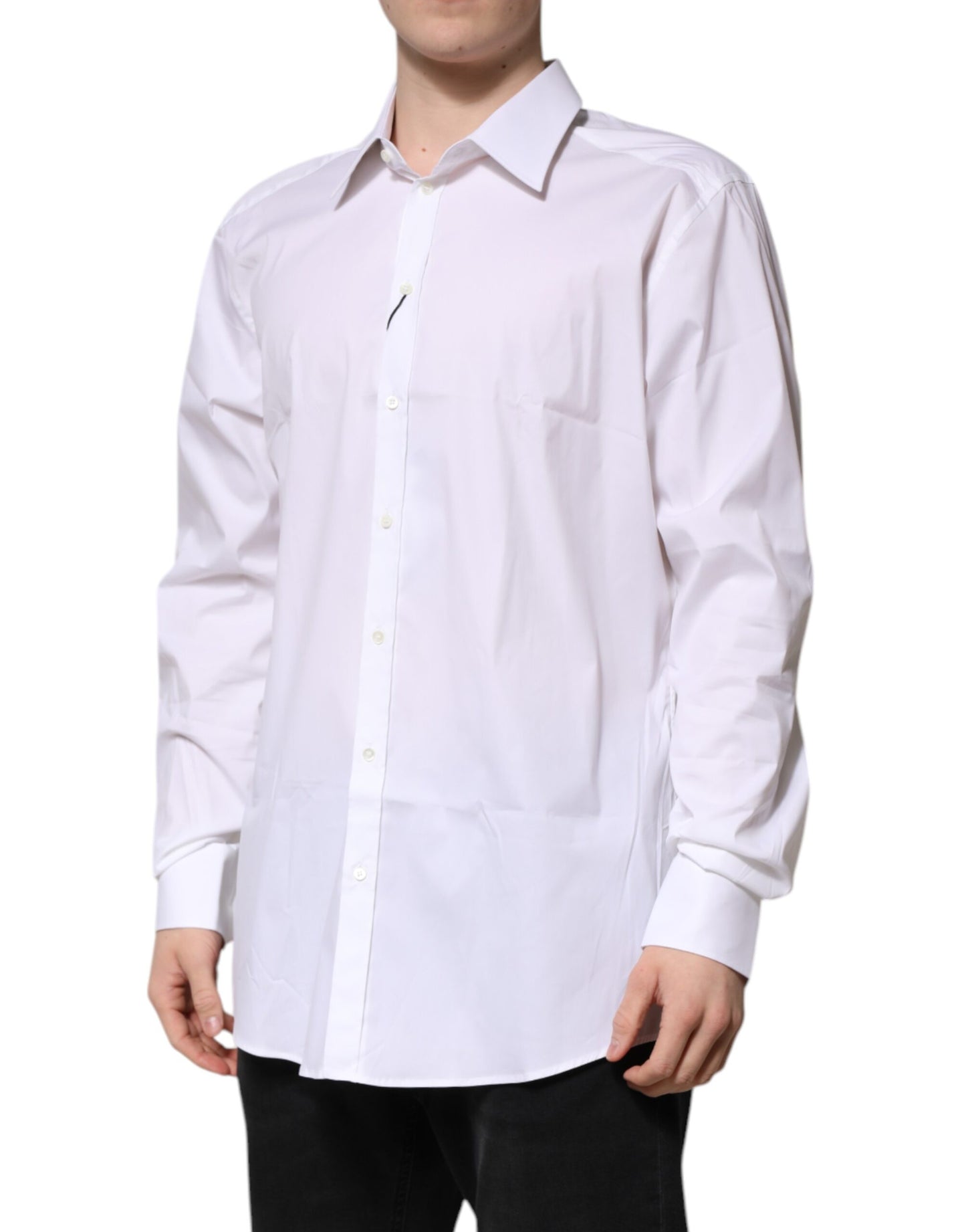 Dolce & Gabbana White Cotton GOLD Long Sleeves Formal Shirt Dolce & Gabbana