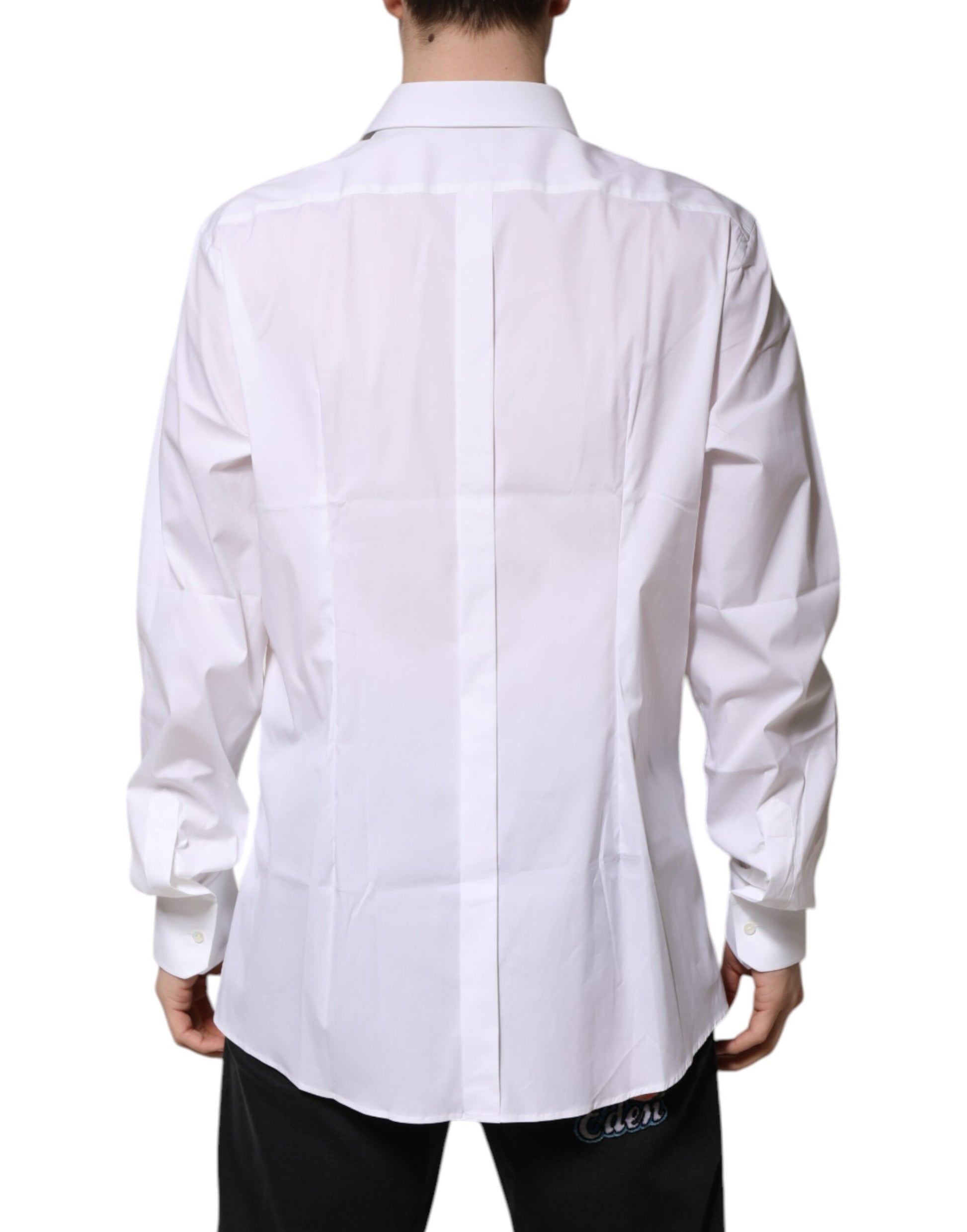 Dolce & Gabbana White Cotton GOLD Long Sleeves Formal Shirt Dolce & Gabbana