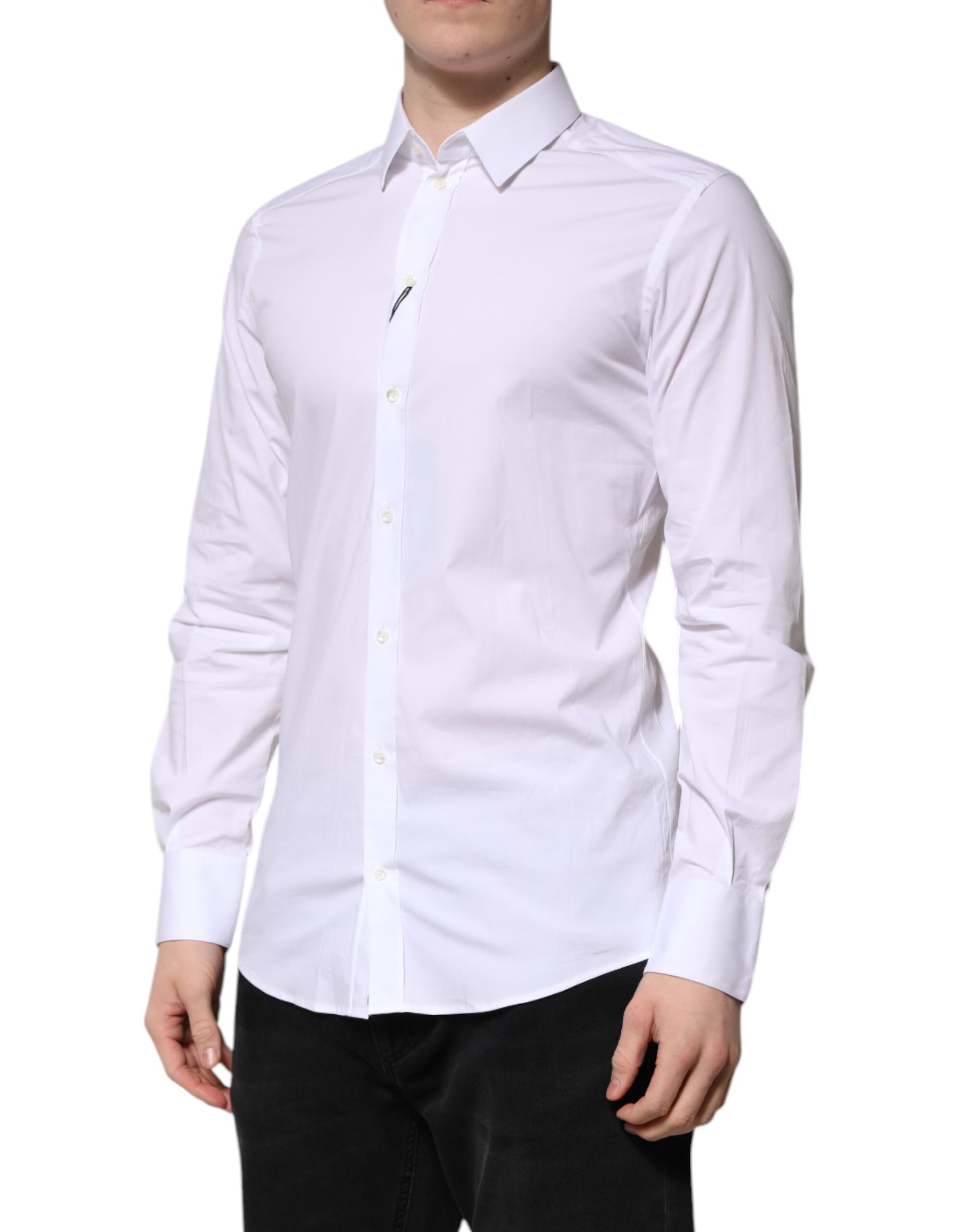 Dolce & Gabbana White Cotton GOLD Long Sleeves Formal Shirt Dolce & Gabbana