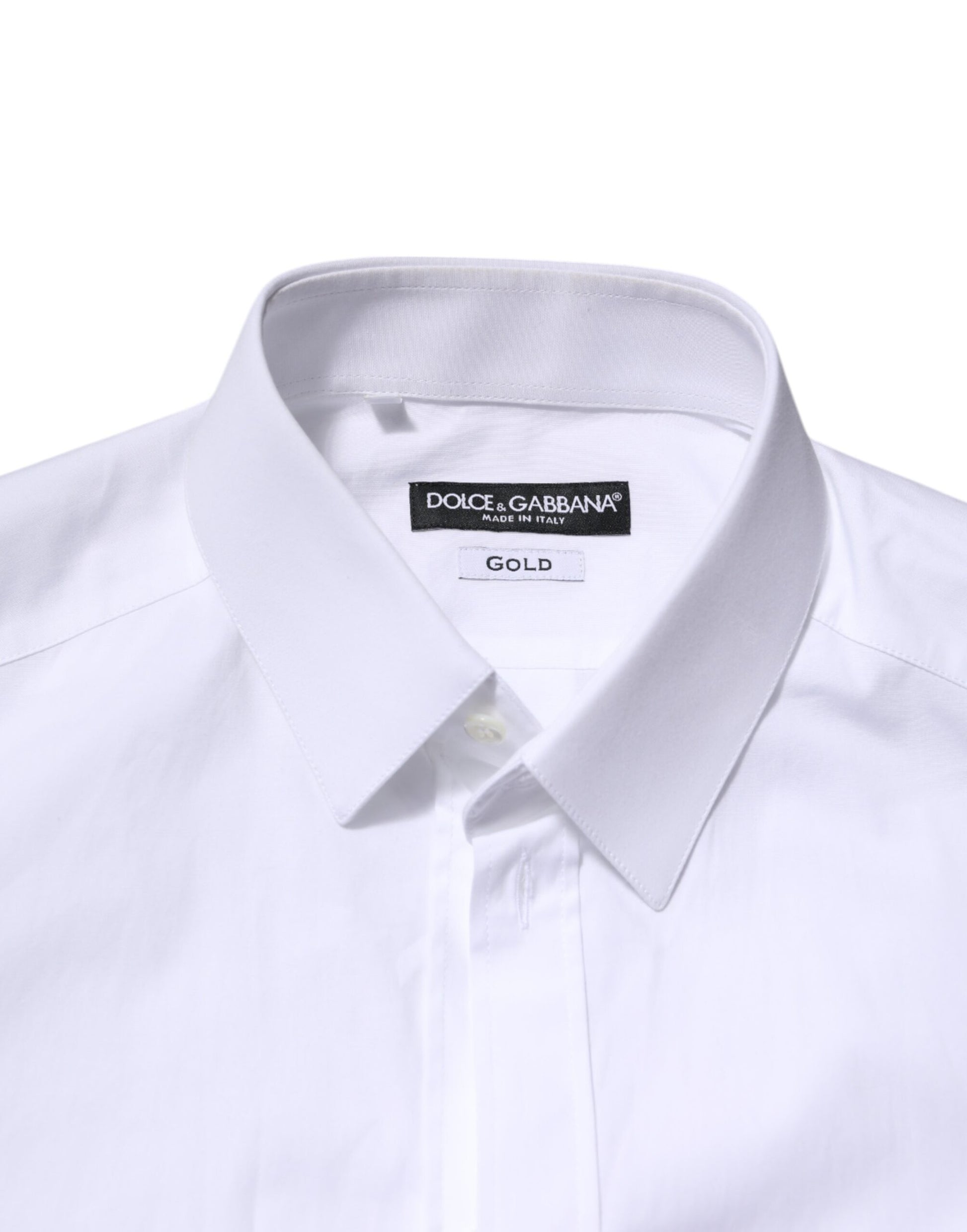 Dolce & Gabbana White Cotton GOLD Long Sleeves Formal Shirt Dolce & Gabbana