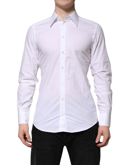 Dolce & Gabbana White Cotton GOLD Long Sleeves Formal Shirt Dolce & Gabbana