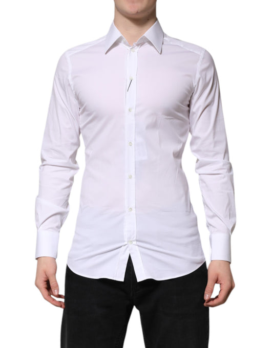 Dolce & Gabbana White Cotton GOLD Long Sleeves Formal Shirt Dolce & Gabbana