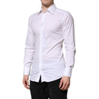 Dolce & Gabbana White Cotton GOLD Long Sleeves Formal Shirt