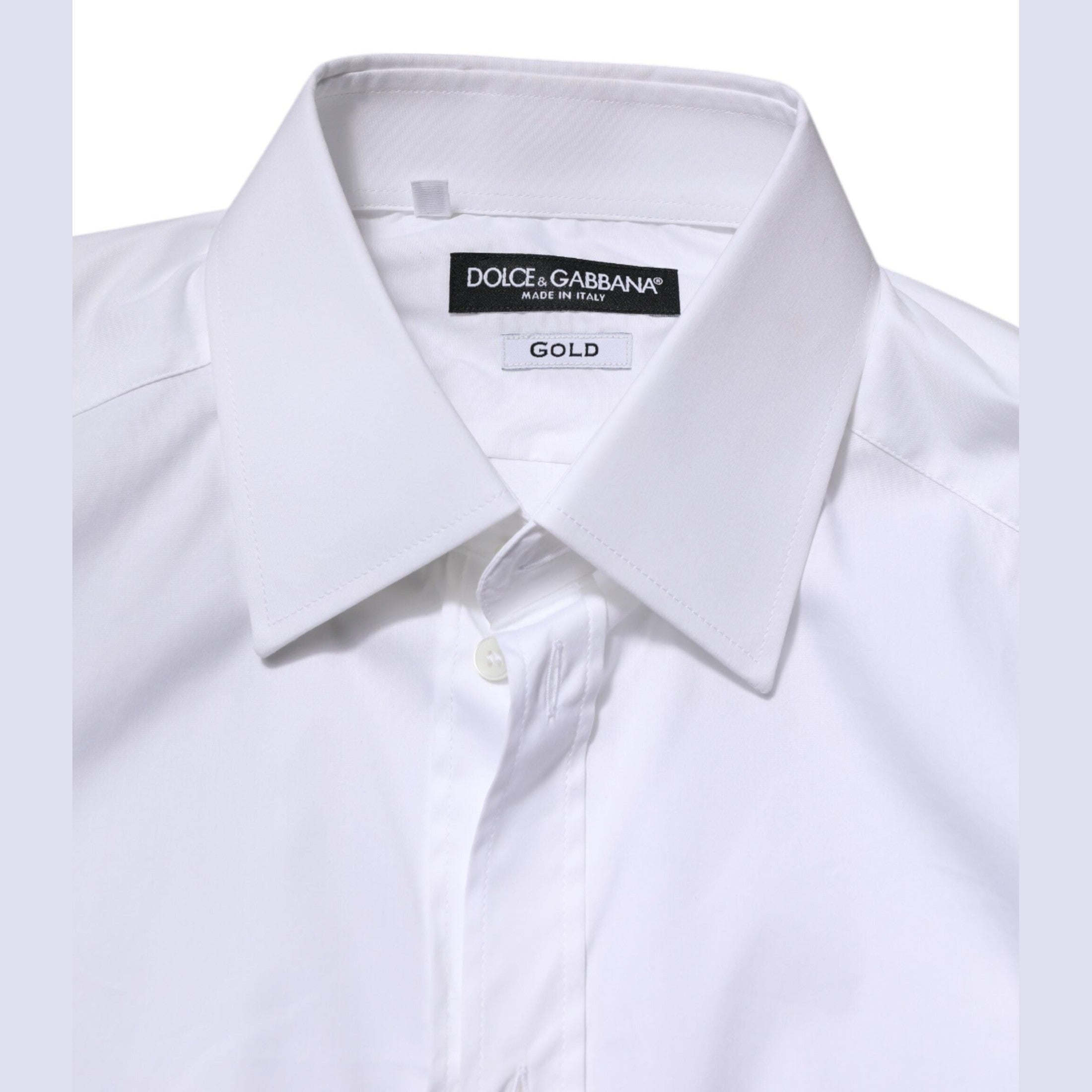Dolce & Gabbana White Cotton GOLD Long Sleeves Formal Shirt