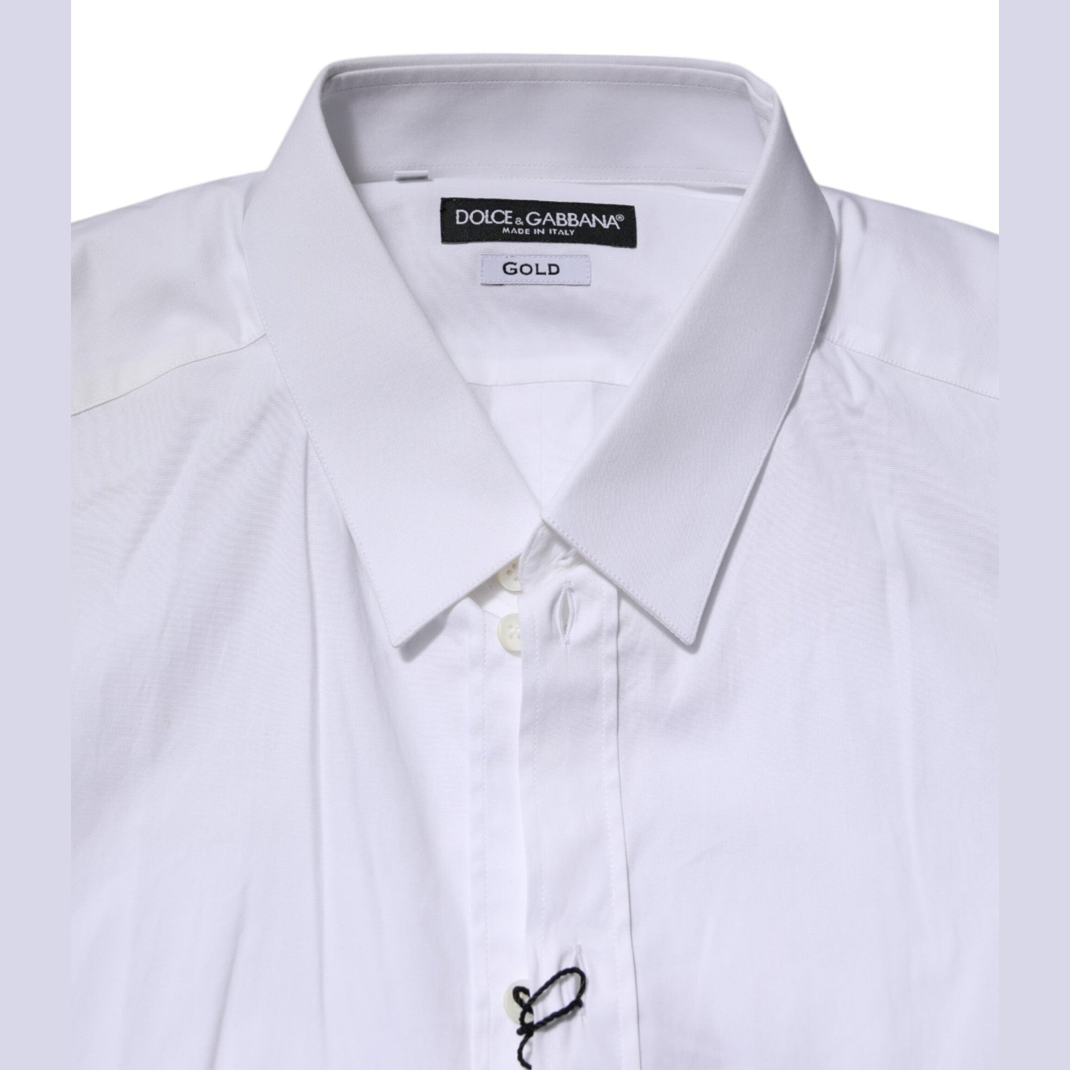 Dolce & Gabbana White Cotton GOLD Long Sleeves Formal Shirt