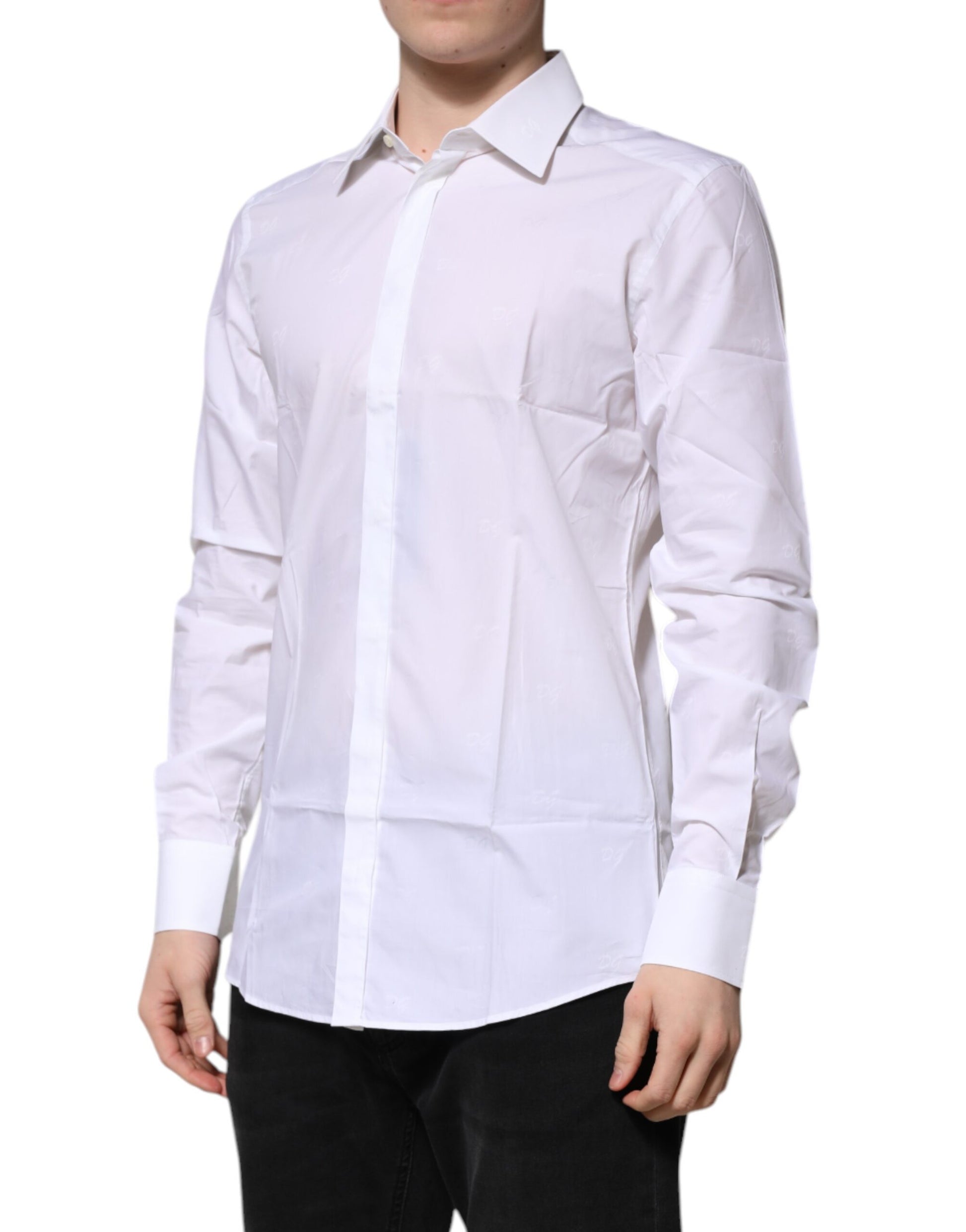 Dolce & Gabbana White Cotton GOLD Long Sleeves Formal Shirt Dolce & Gabbana