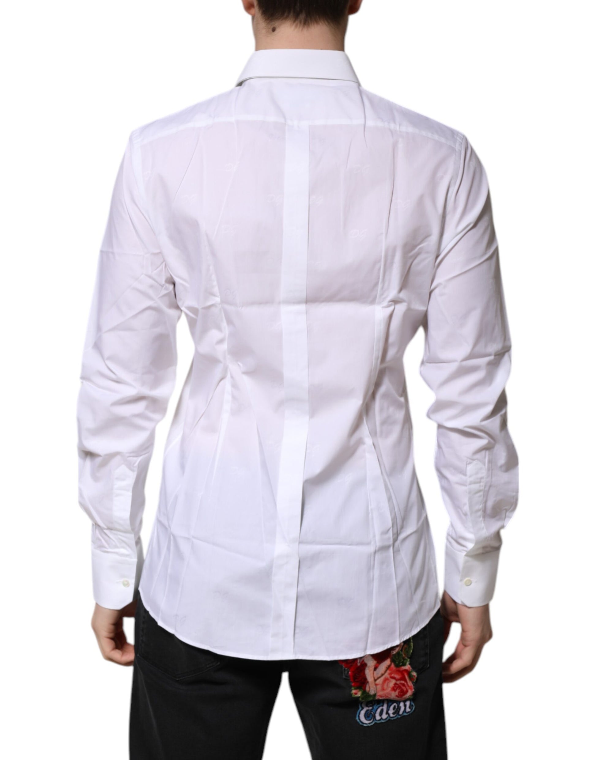 Dolce & Gabbana White Cotton GOLD Long Sleeves Formal Shirt Dolce & Gabbana