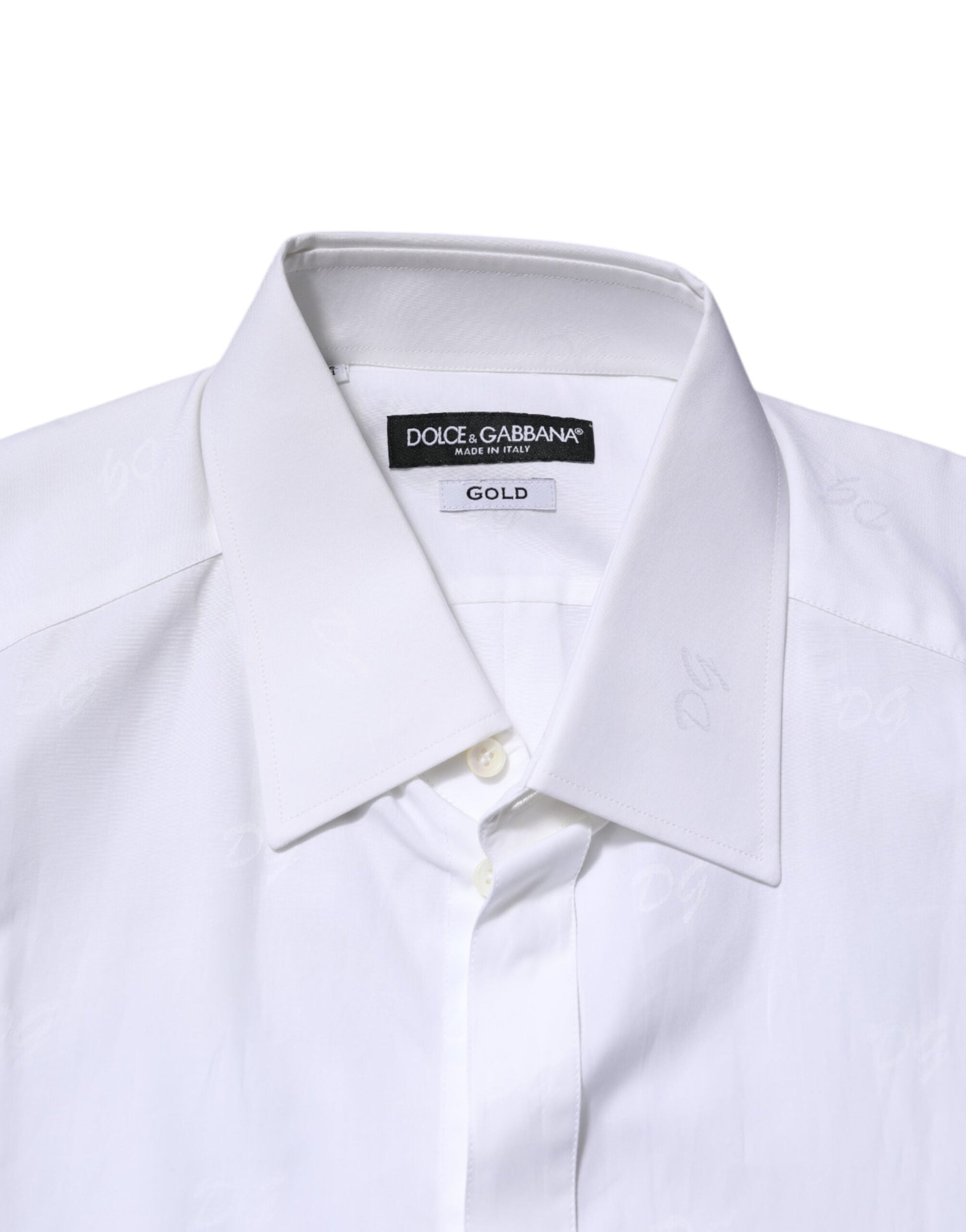Dolce & Gabbana White Cotton GOLD Long Sleeves Formal Shirt Dolce & Gabbana
