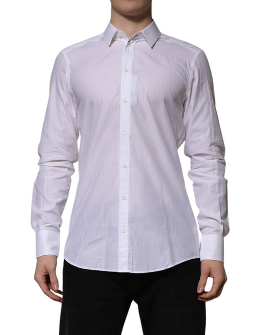 Dolce & Gabbana White Cotton MARTINI Long Sleeve Formal Shirt Dolce & Gabbana