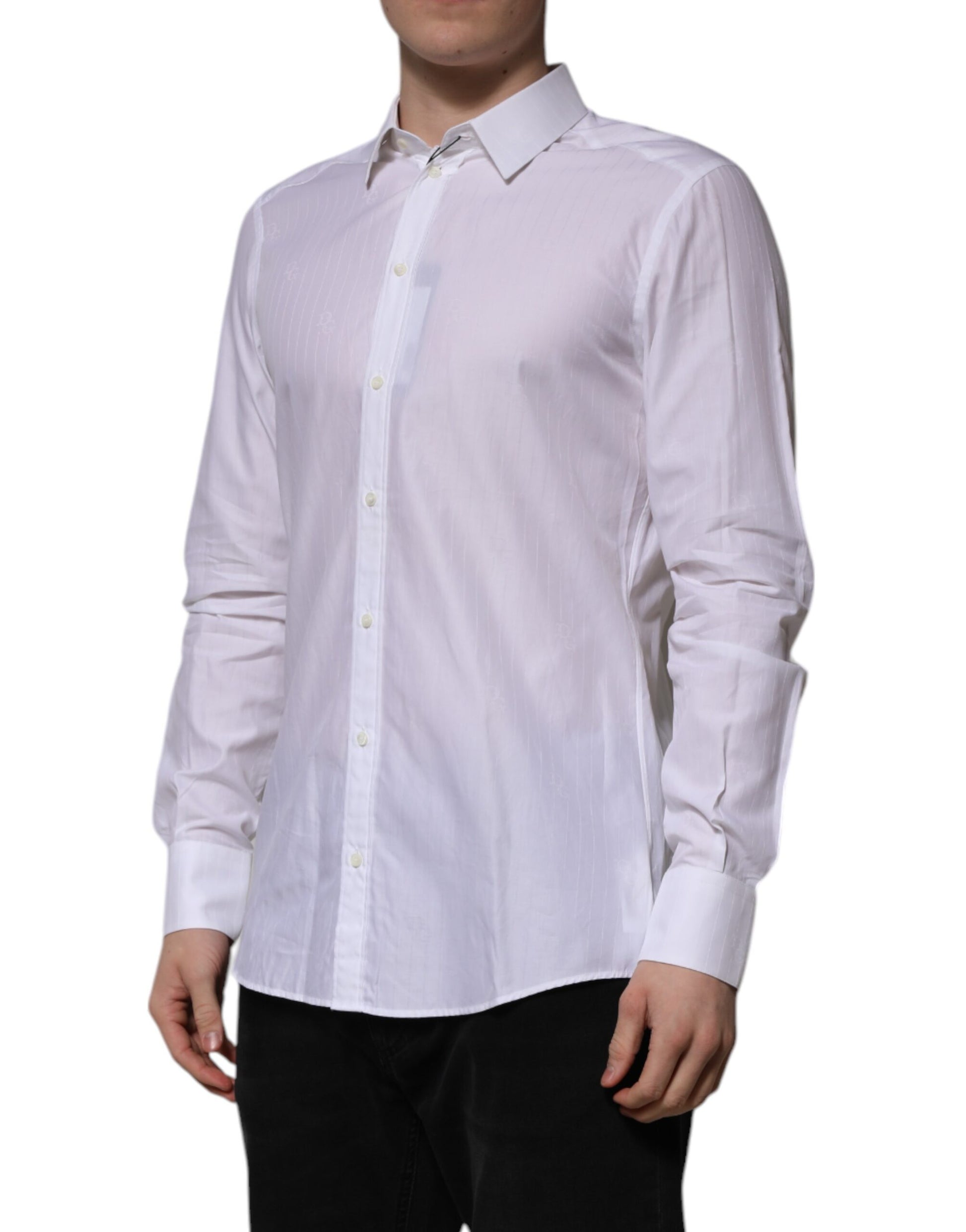 Dolce & Gabbana White Cotton MARTINI Long Sleeve Formal Shirt Dolce & Gabbana
