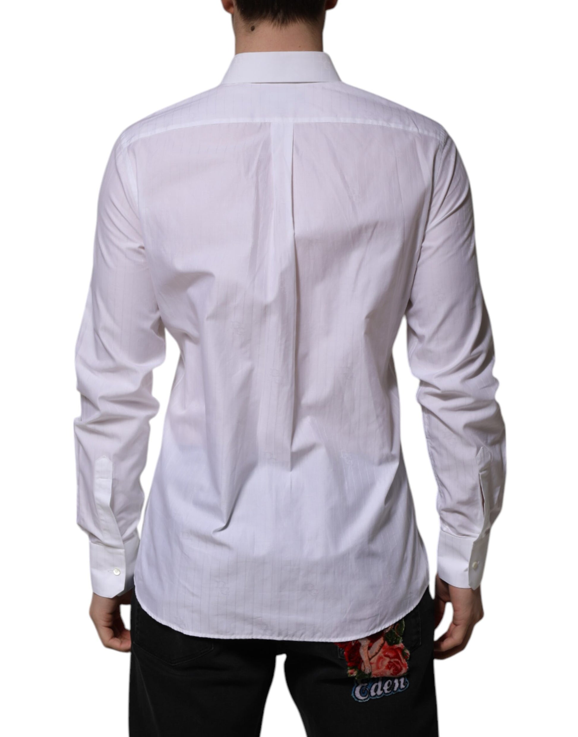 Dolce & Gabbana White Cotton MARTINI Long Sleeve Formal Shirt Dolce & Gabbana