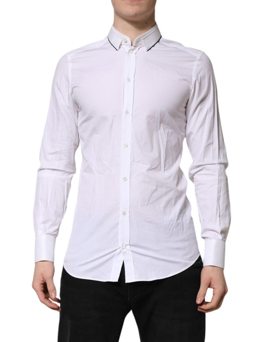 Dolce & Gabbana White Cotton GOLD Long Sleeves Formal Shirt Dolce & Gabbana