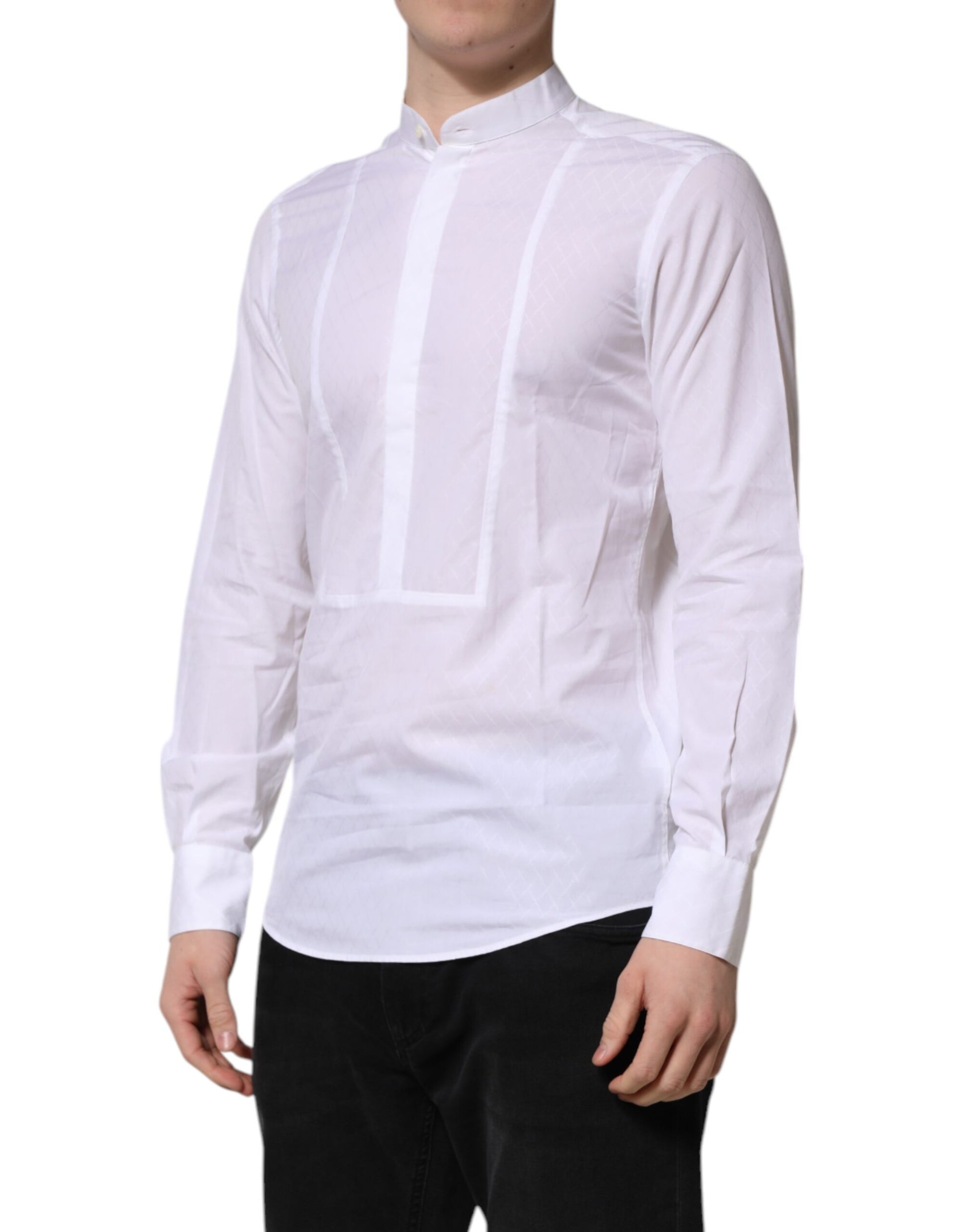 Dolce & Gabbana White Cotton Slim Long Sleeves Formal Shirt Dolce & Gabbana
